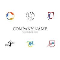 Volleyball logo, emblem, icons, designs templates with volleyball ball on a light background vector