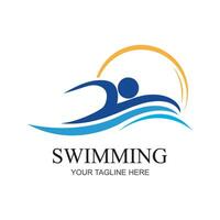 Swimming sport logo ilustration vector design template