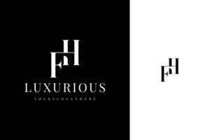 elegant simple minimal luxury serif font alphabet letter h f monogram logo design vector