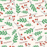 Vector seamless pattern with rowan berries.Christmas pattern with rowan branches.Seamless pattern for Merry Christmas with rowan.Vector illustration