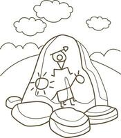 Ancient Stone Tools Prehistoric Era Past Cartoon Coloring Pages Activity for Kids and Adult vector