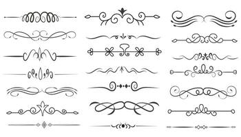 Page Divider And Design Elements. Set of Various Simple Black Divider Design, Assorted Divider Collection Template Vector. Collection of floral dividers elements mega decoration for Calligraphy. vector