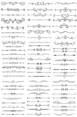 Page Divider And Design Elements. Set of Various Simple Black Divider Design, Assorted Divider Collection Template Vector. Collection of floral dividers elements mega decoration for Calligraphy.