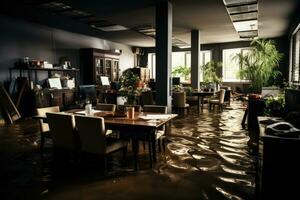 situation flooding in office Starting Scenarios professional advertising photography AI Generated photo