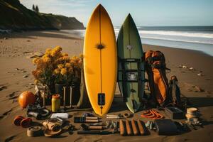 surf herramientas y equipo ai generado foto