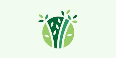 logo combination of natural plants with a circle shape, vector