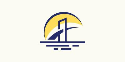 minimalist logo with elements of a bridge over the sea. vector