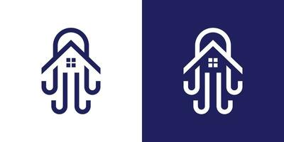 logo design combining the shape of an octopus with a house roof. vector