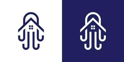 logo design combining the shape of an octopus with a house roof. vector