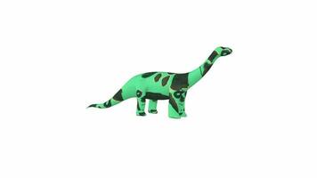 a green dinosaur toy with black spots video