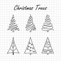 Hand drawn Christmas tree collection sketch vector