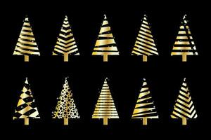 Collection of hand drawn flat Christmas trees. Vector illustration.