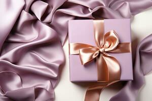 gift box with satin ribbon AI Generated photo