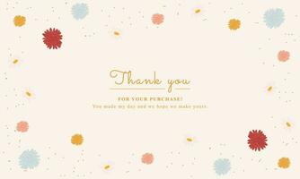 thank you card greeting card with aesthetic color of flower. decorated with glitter. suitable for your project design vector