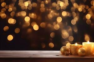 Christmas background, New Year's golden bokeh. ai generative photo