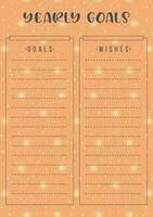 Creative goal planner template. Abstract background blank printable sheet. vector