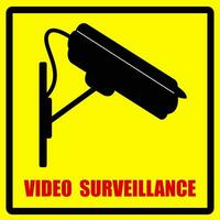 Illustration of a surveillance camera on a yellow background, security concept, vector flat illustration