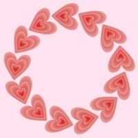 Illustration of pink hearts in the form of a circle, for Valentine's Day, for the design of postcards and social networks vector