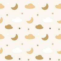 Seamless pattern with moon and cloud vector