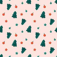 Christmas tree and decor seamless pattern vector