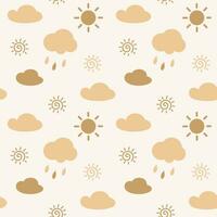 Seamless pattern with rain, cloud and sun vector