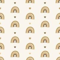Boho seamless pattern with rainbow and heart vector