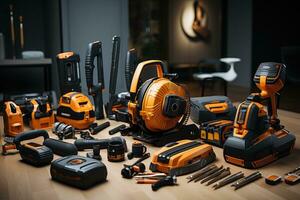 construction tools and equipment professional advertising photography AI Generated photo