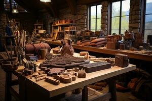 clay craftsman tools and equipment professional photography AI Generated photo