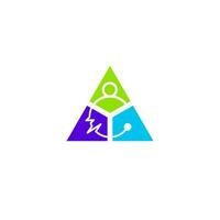 Triangle With Person And Pulse Icon Motif Design. Continuous Person and Pulse Icon Inside Triangle Symbol Design. vector