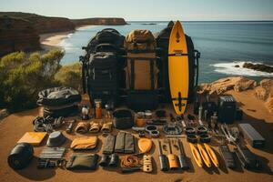 surfing tools and equipment AI Generated photo