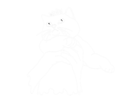 Animal - Adorable Cat, Kitten, Kitty Illustration - white line art png