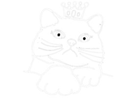 Animal - Adorable Cat, Kitten, Kitty Illustration - white line art png