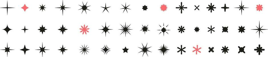 Set of aesthetic y2k star elements vector