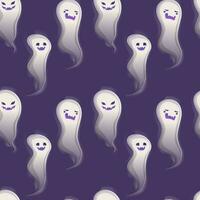 Halloween ghost seamless pattern on purple background. vector