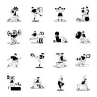 Trendy  Fitness Glyph Illustrations vector