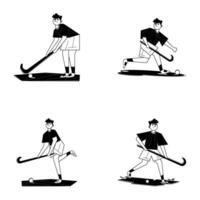 Trendy Set of Sportspersons Glyph Illustrations vector