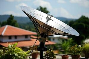 satélite plato frente a el cielo ai generado foto