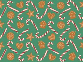 Pattern ginger snaps and candy cane vector