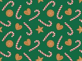 Pattern gingerbread and candy cane vector