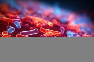 bacterias en microscópico ver ai generado foto