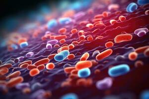 bacteria in microscopic view AI Generated photo