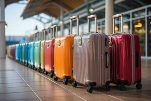 luggage suitcases at the airport for vacations professional advertising photography AI Generated photo