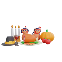 3d rendering Thanksgiving Feast png