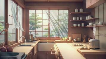 Ai generative, a kitchen with a sink and a window video