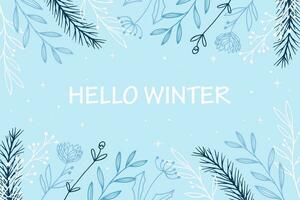 hello winter, background illustration in flat design vector