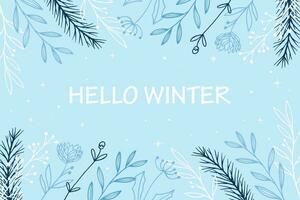 hello winter, background illustration in flat design vector