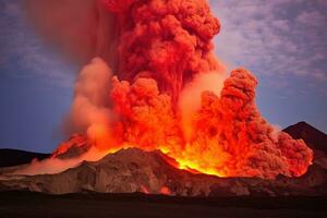 nature disaster volcanic eruption AI Generated photo