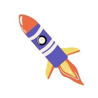 Space rocket for space flights, vector illustration in cartoon style, isolated on white background.