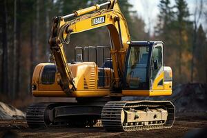 an excavator on a construction site professional photography AI Generated photo