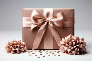 gift box with satin ribbon AI Generated photo